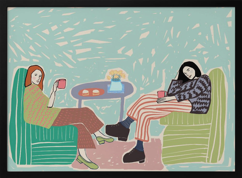 Friends sipping coffee | Poster