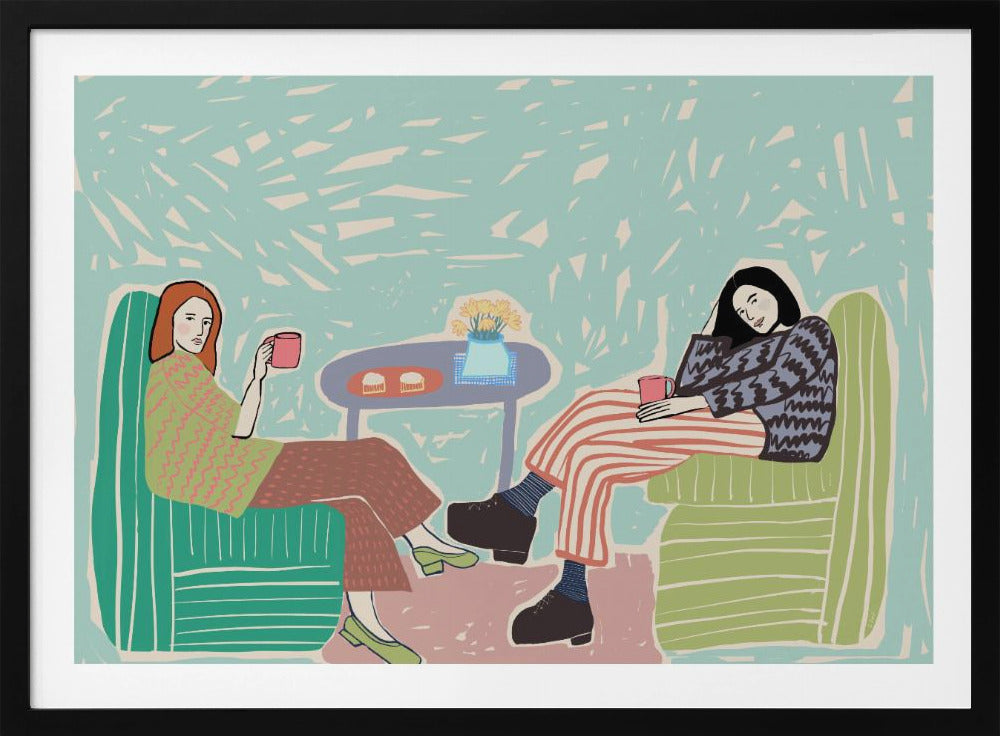 Friends sipping coffee | Poster