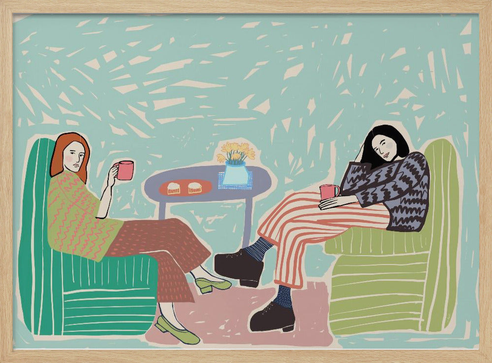 Friends sipping coffee | Poster