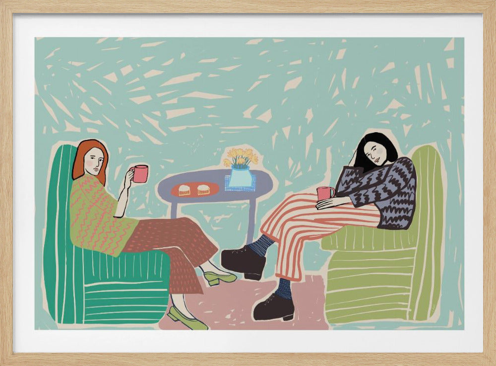 Friends sipping coffee | Poster