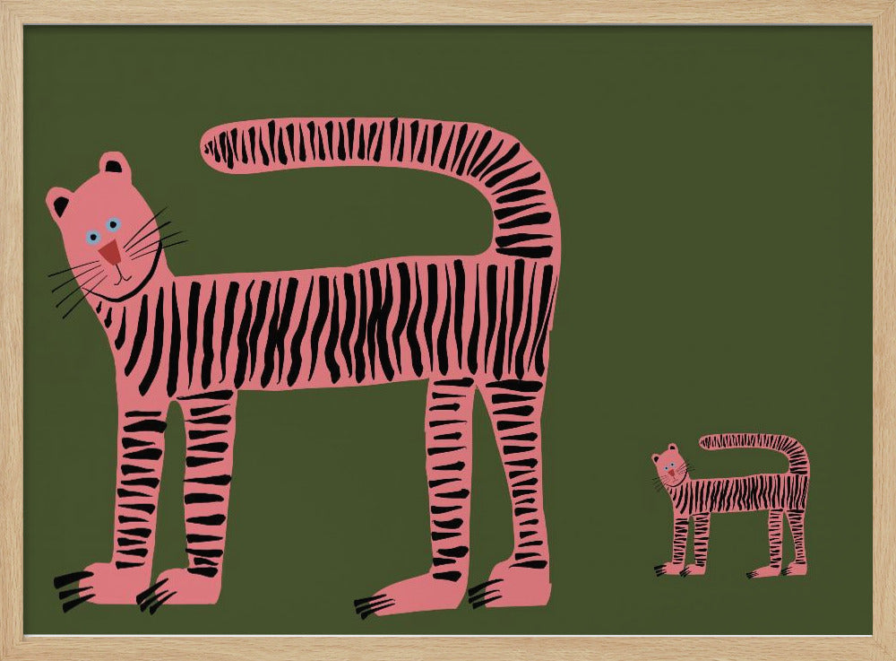 Tiger cat and cub baby | Poster