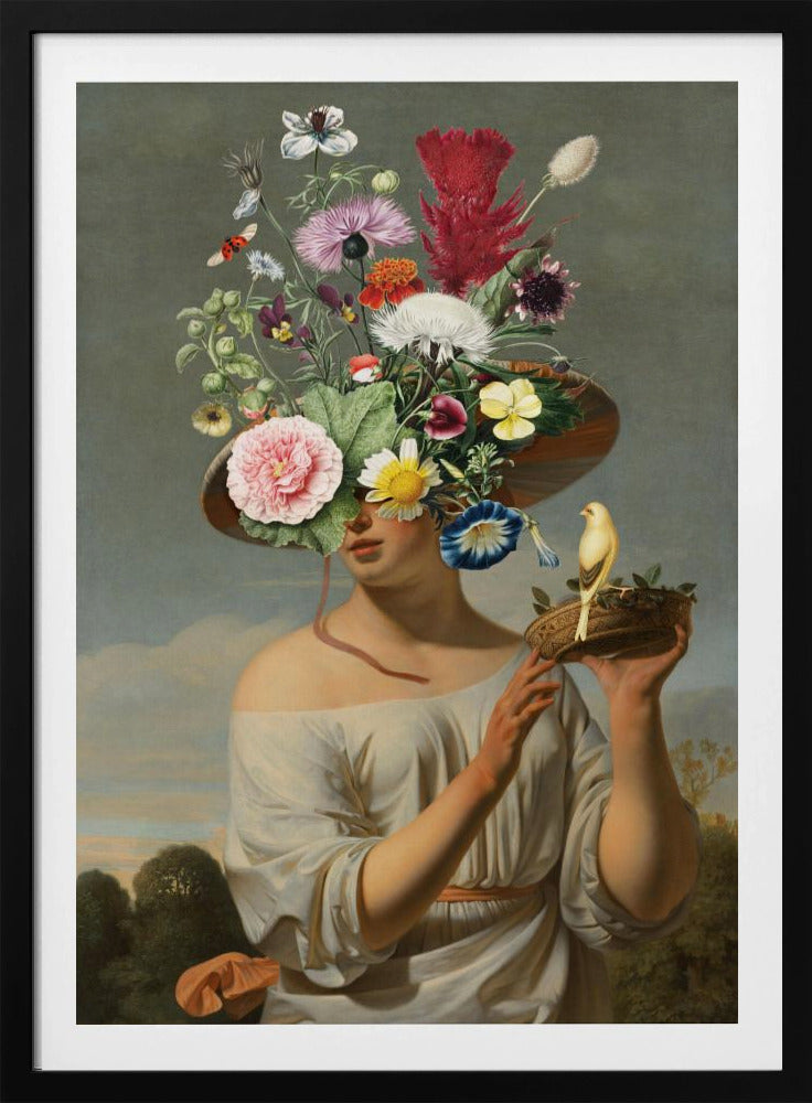Woman In a Large Floral Hat | Poster