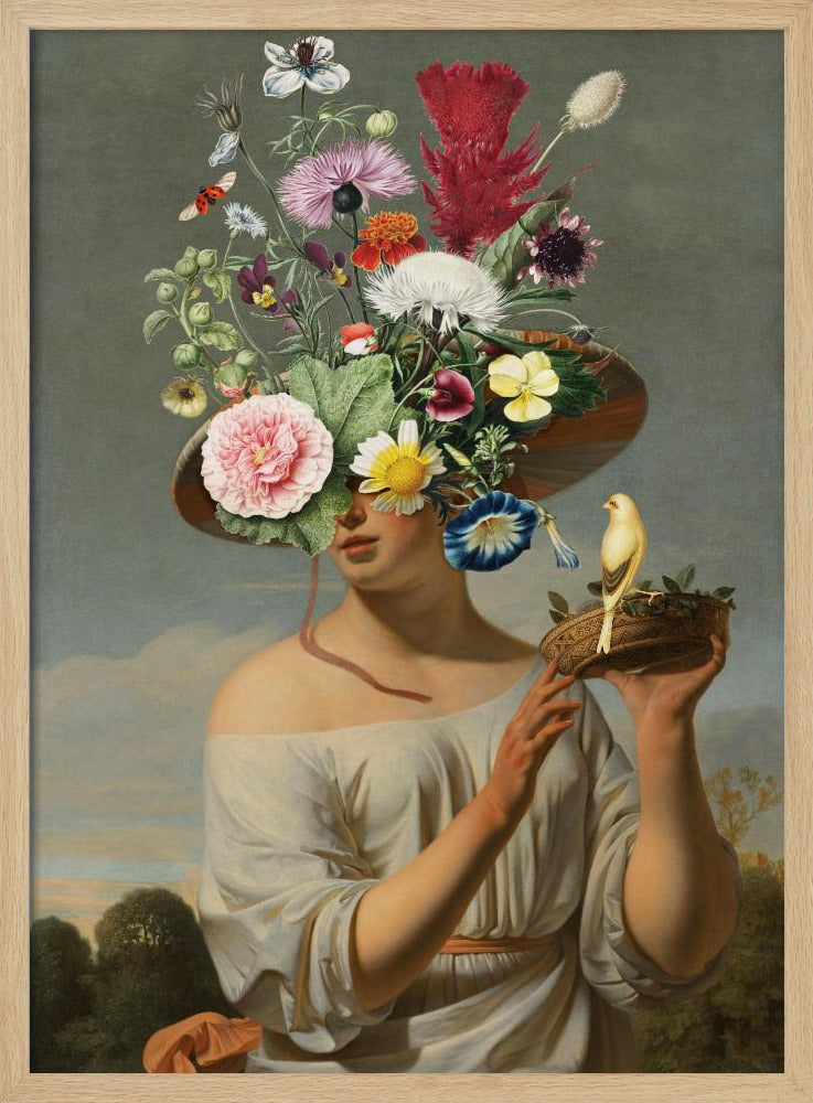 Woman In a Large Floral Hat | Poster