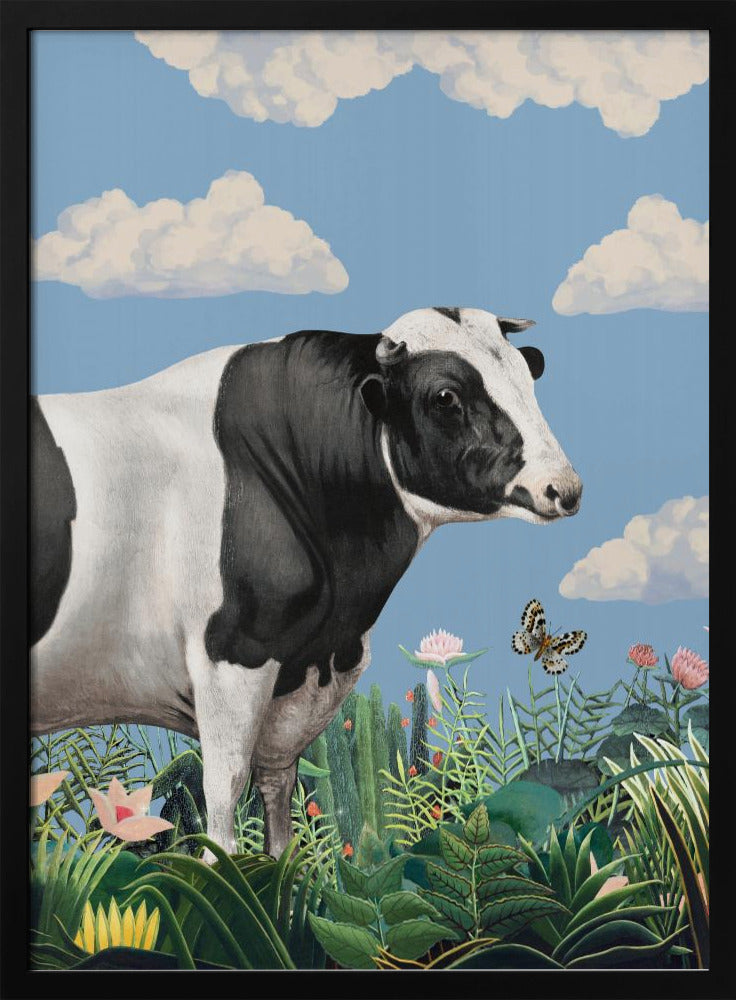 Colourful Portraits of Happy Cows (butterfly Included) | Poster