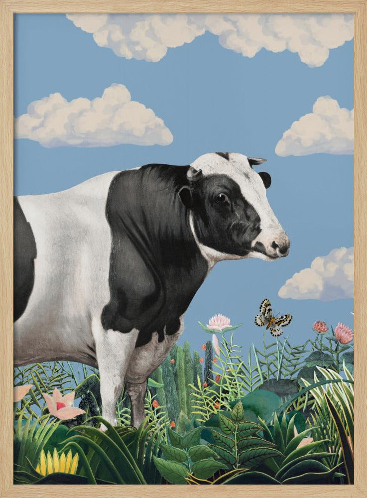 Colourful Portraits of Happy Cows (butterfly Included) | Poster