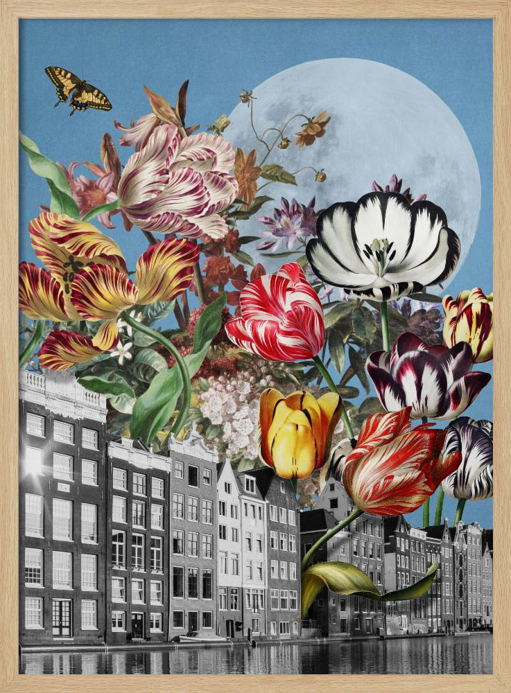 Vibrant Tulips And Intricate Butterflies | Poster