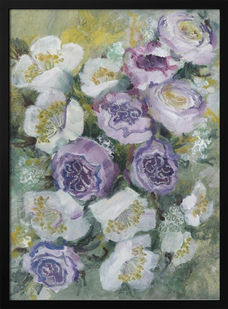 Floral Composition With White And Purple Flowers | Poster