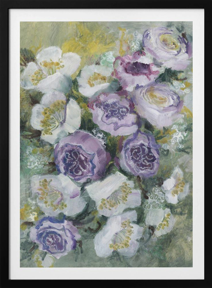 Floral Composition With White And Purple Flowers | Poster