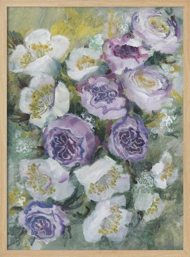 Floral Composition With White And Purple Flowers | Poster