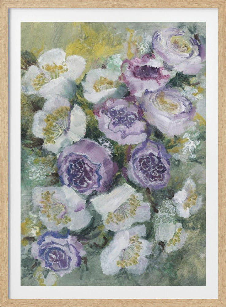 Floral Composition With White And Purple Flowers | Poster