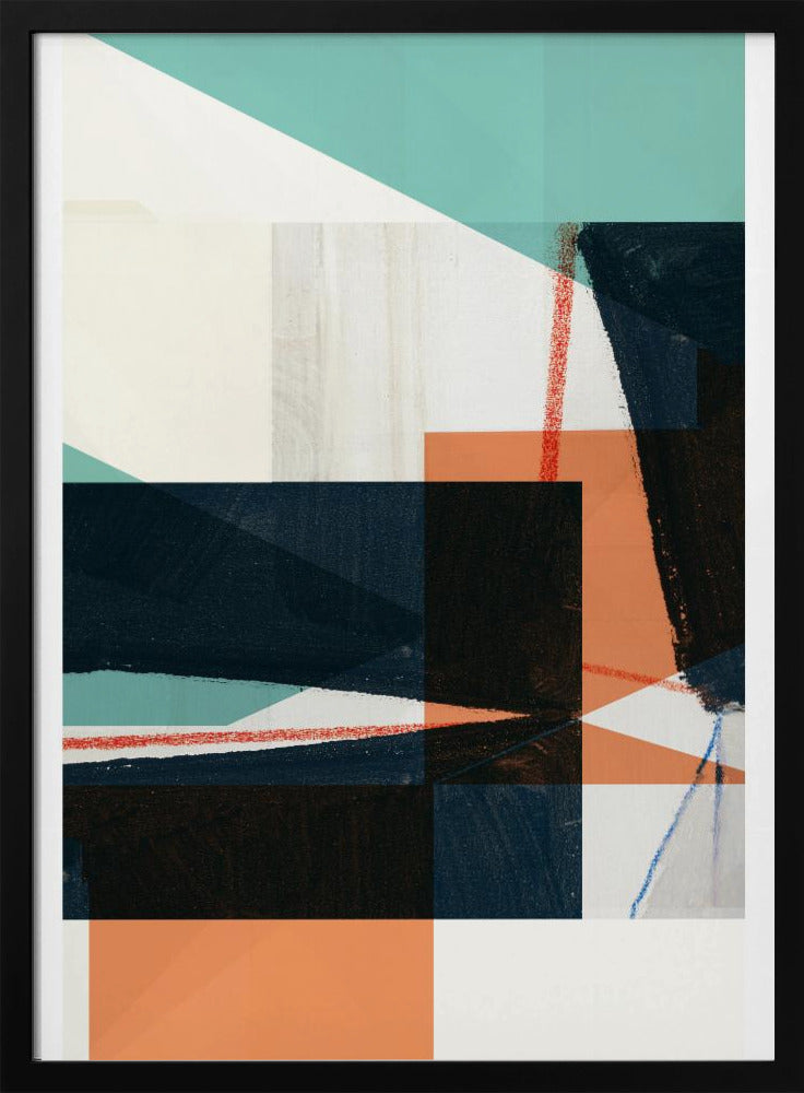 Geometric Shapes In Muted Teal | Poster