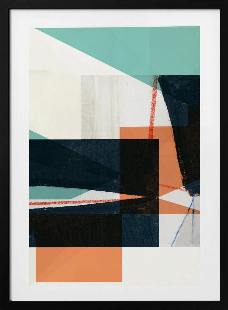 Geometric Shapes In Muted Teal | Poster