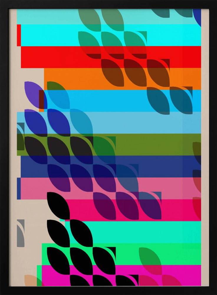 Vibrant Geometric Shapes And Leaf Patterns | Poster