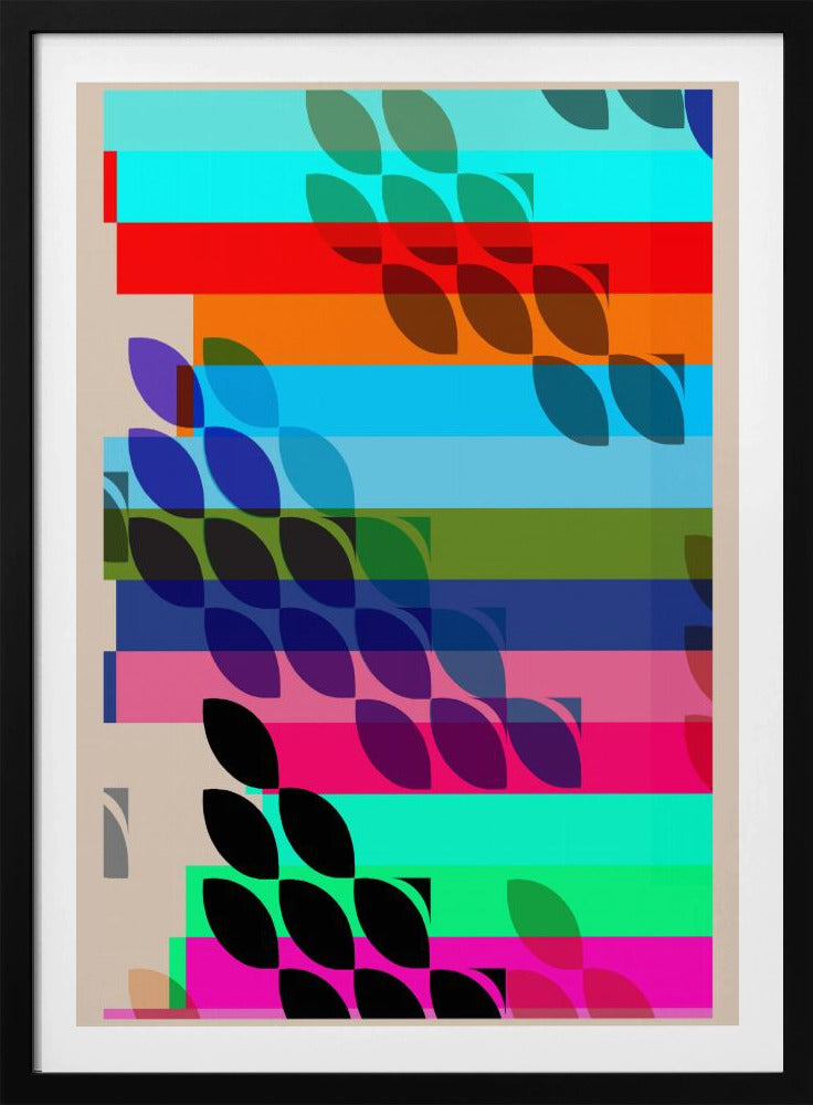 Vibrant Geometric Shapes And Leaf Patterns | Poster