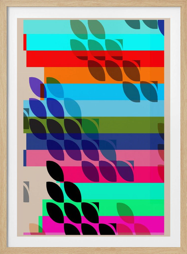Vibrant Geometric Shapes And Leaf Patterns | Poster