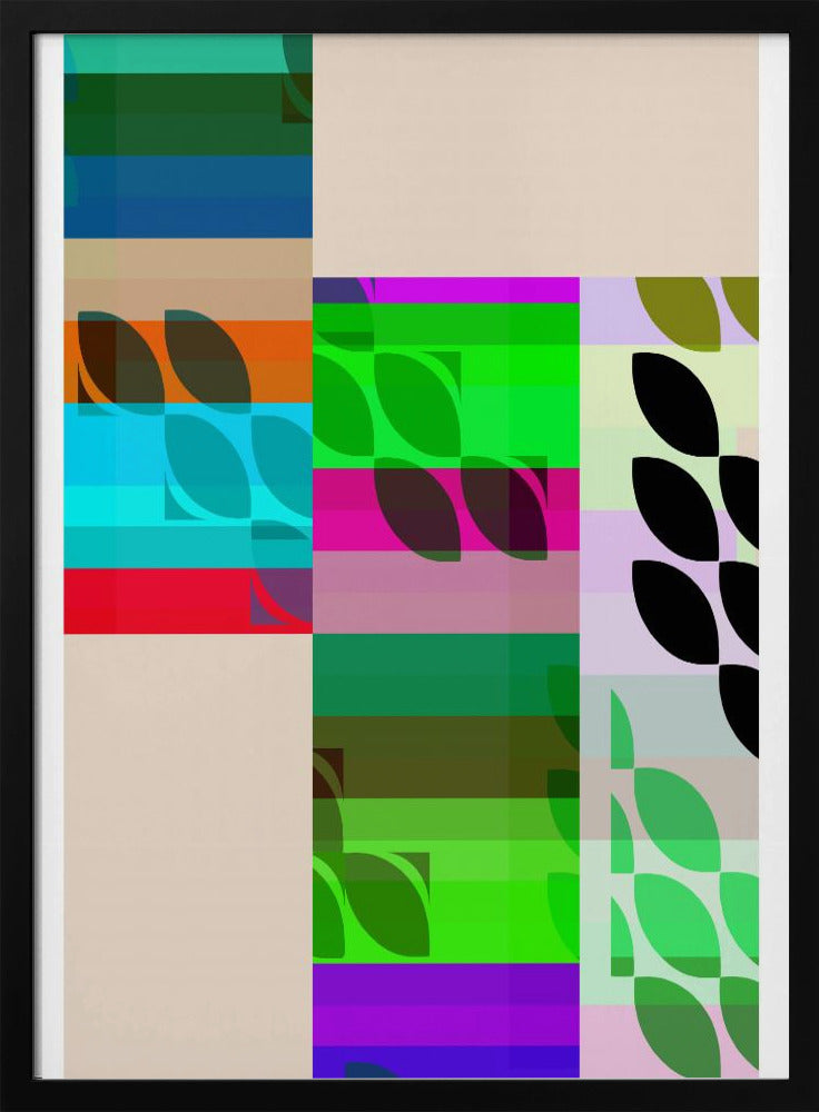 Vibrant Geometric Shapes And Leaf Patterns | Poster