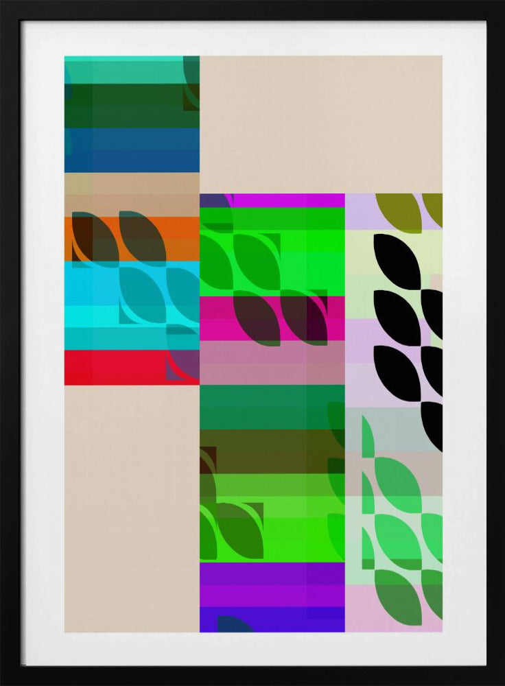 Vibrant Geometric Shapes And Leaf Patterns | Poster
