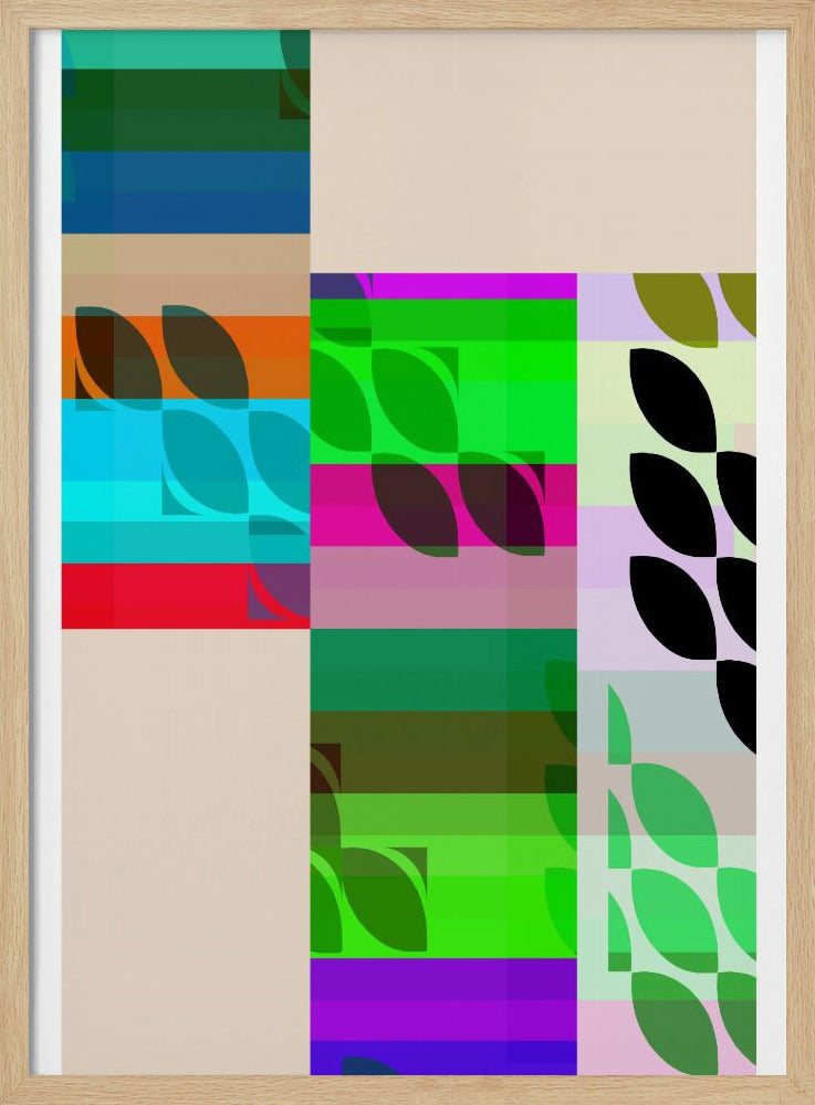 Vibrant Geometric Shapes And Leaf Patterns | Poster