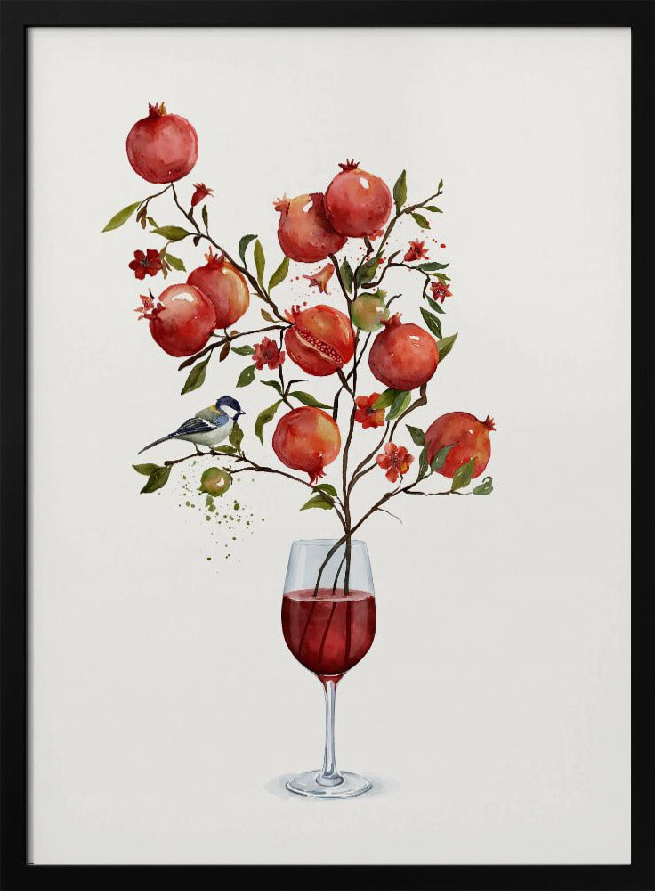 Pomegranate In a Glass of Wine | Poster