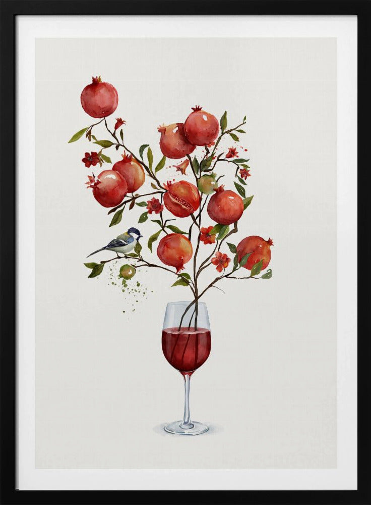 Pomegranate In a Glass of Wine | Poster