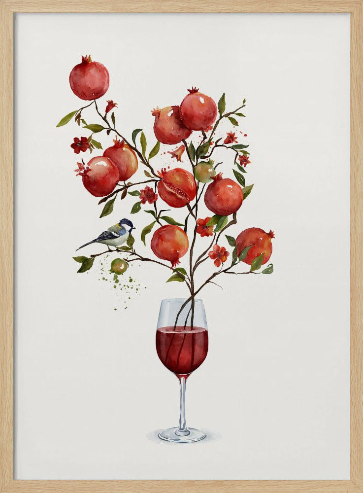 Pomegranate In a Glass of Wine | Poster