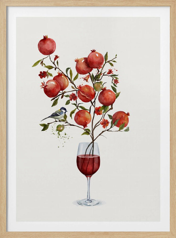 Pomegranate In a Glass of Wine | Poster