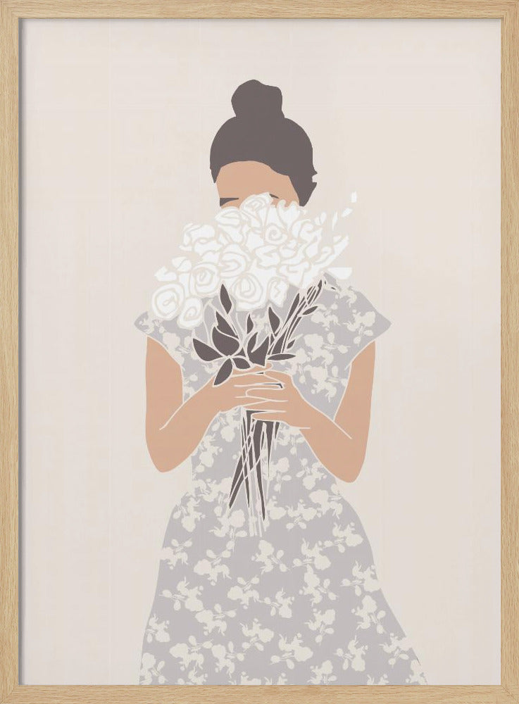 Girl With Flower Bouquet | Poster