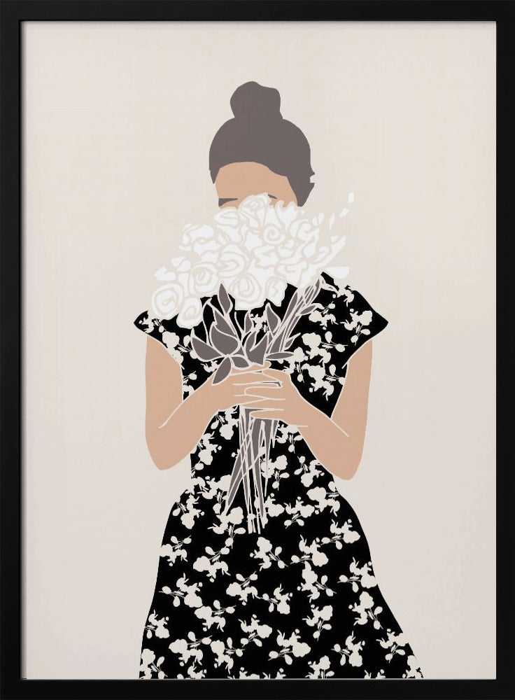 Girl With Flower Bouquet | Poster