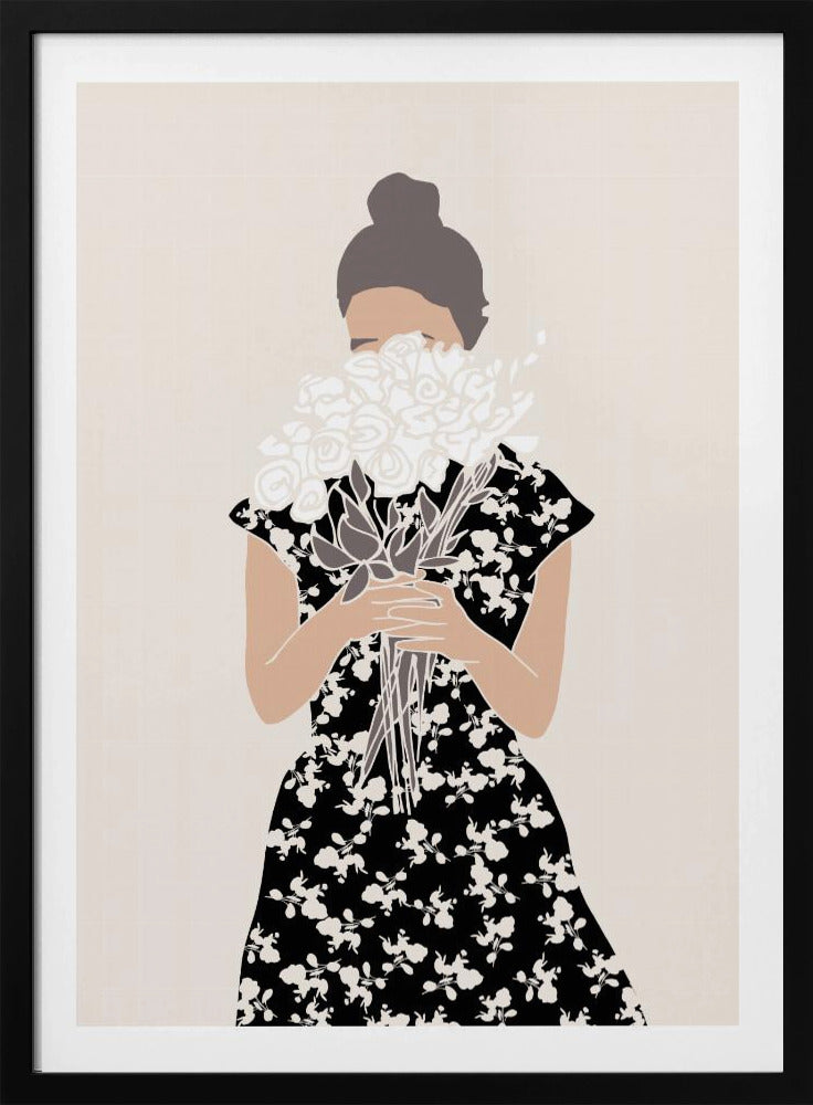 Girl With Flower Bouquet | Poster