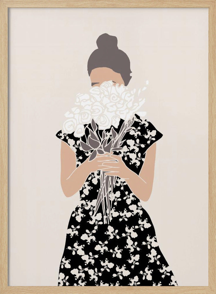 Girl With Flower Bouquet | Poster