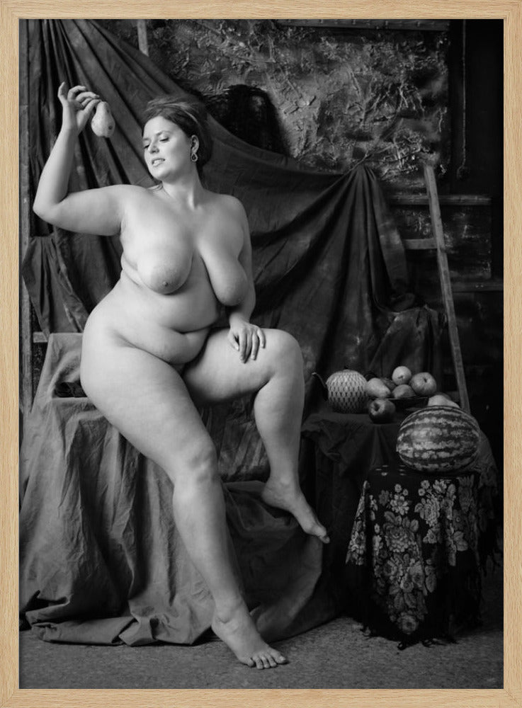 portrait of a girl with a pear | Poster