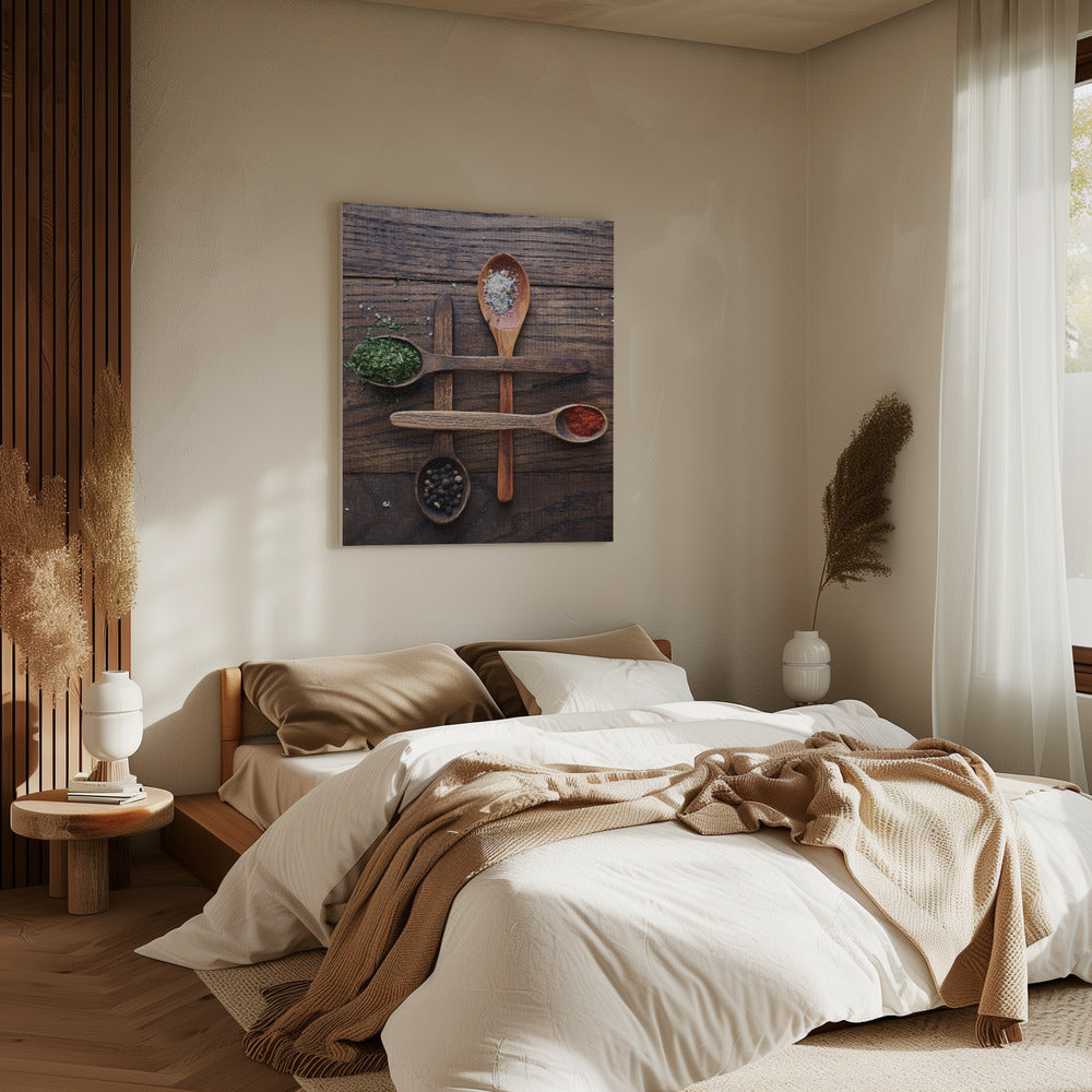 Wooden Spoons With Colorful Spices | Canvas