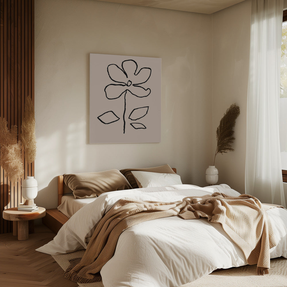 Oil Pastel Flower Black | Canvas