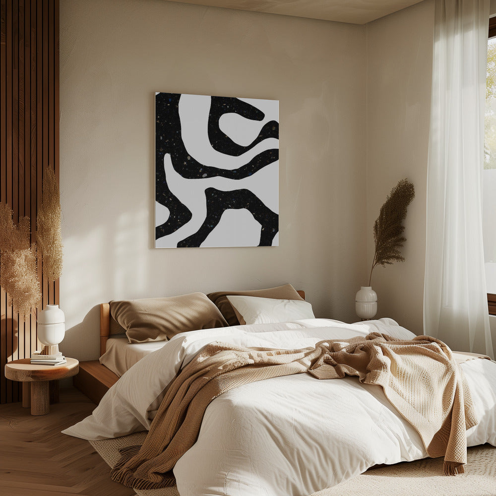 Organic Black Forms with Speckled Patterns | Canvas