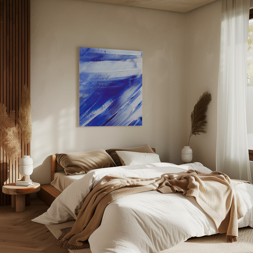 White and Blue Brushstrokes | Canvas