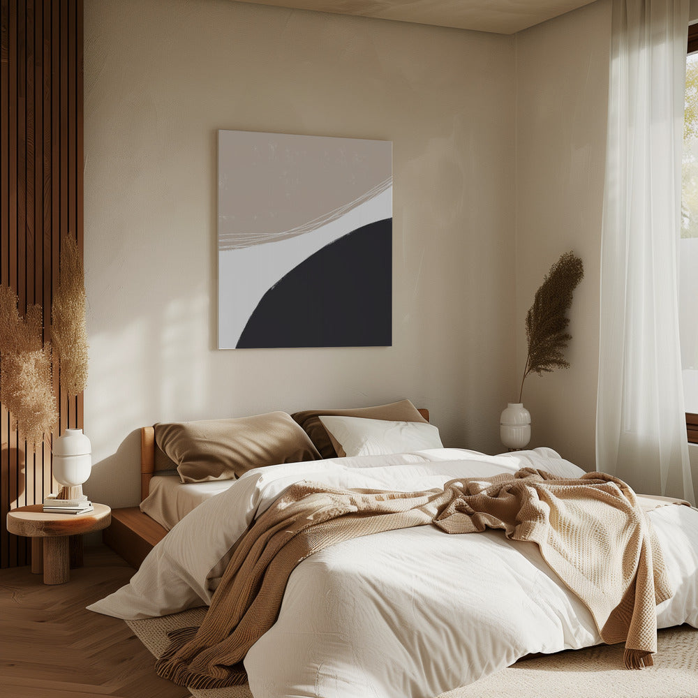 Beige And Black Organic Shapes | Canvas