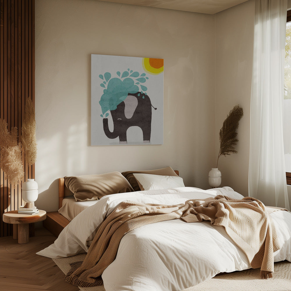 Elephant Splashing | Canvas