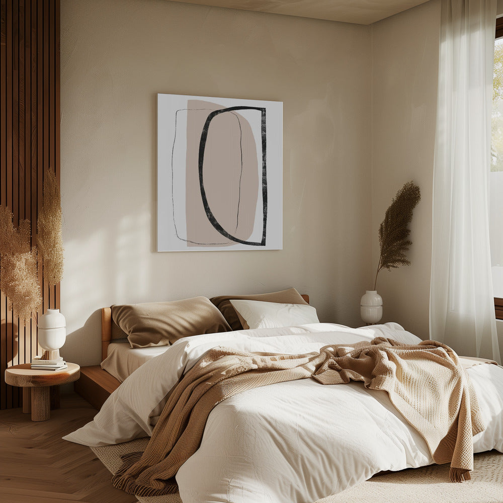 Soft Beige And Black Geometric Shapes | Canvas