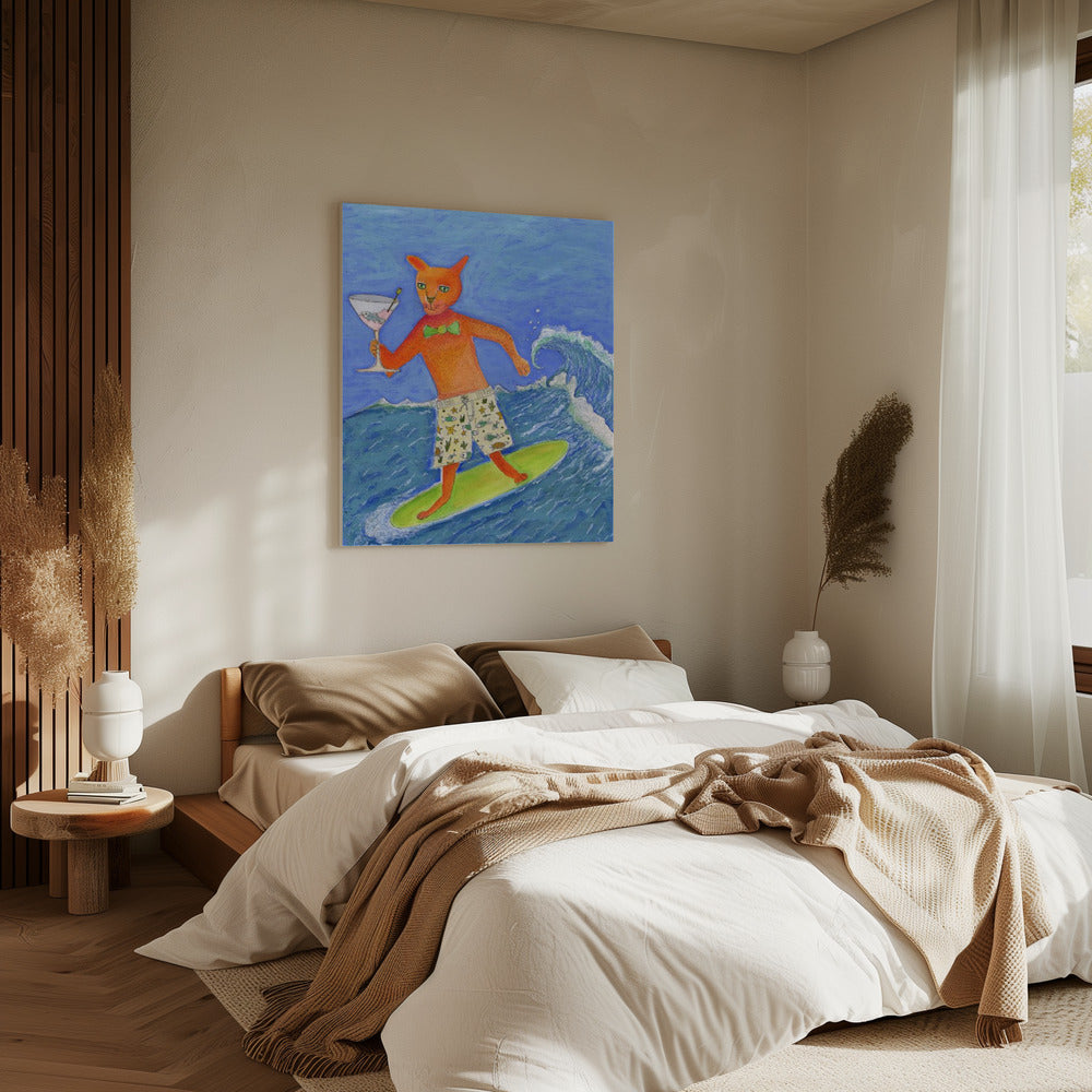 Surfing Cocktail Cat | Canvas