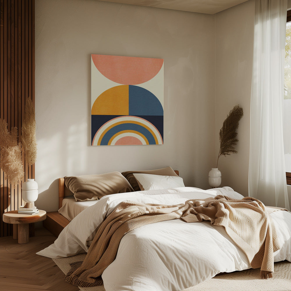 Rainbow Plus Shapes  Blue Mustard10 | Canvas