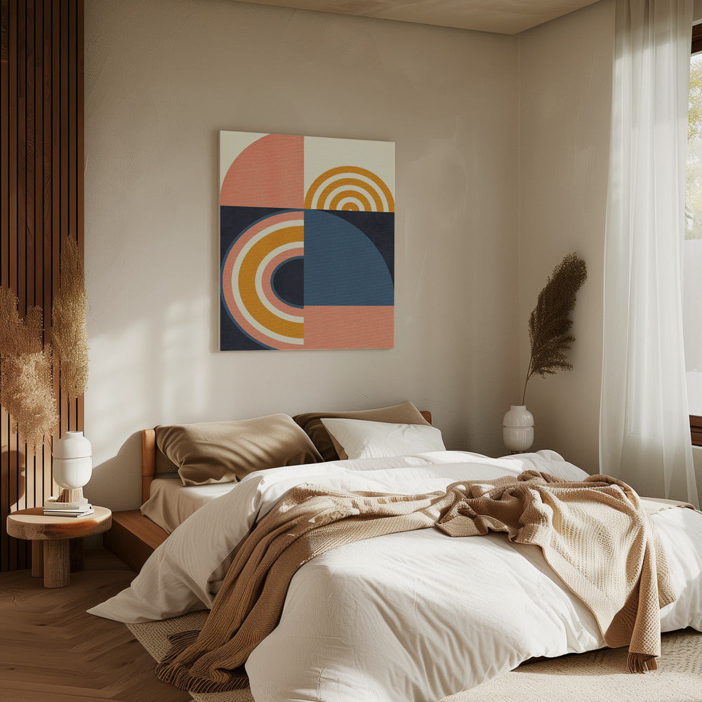 Rainbow Plus Shapes  Blue Mustard9 | Canvas