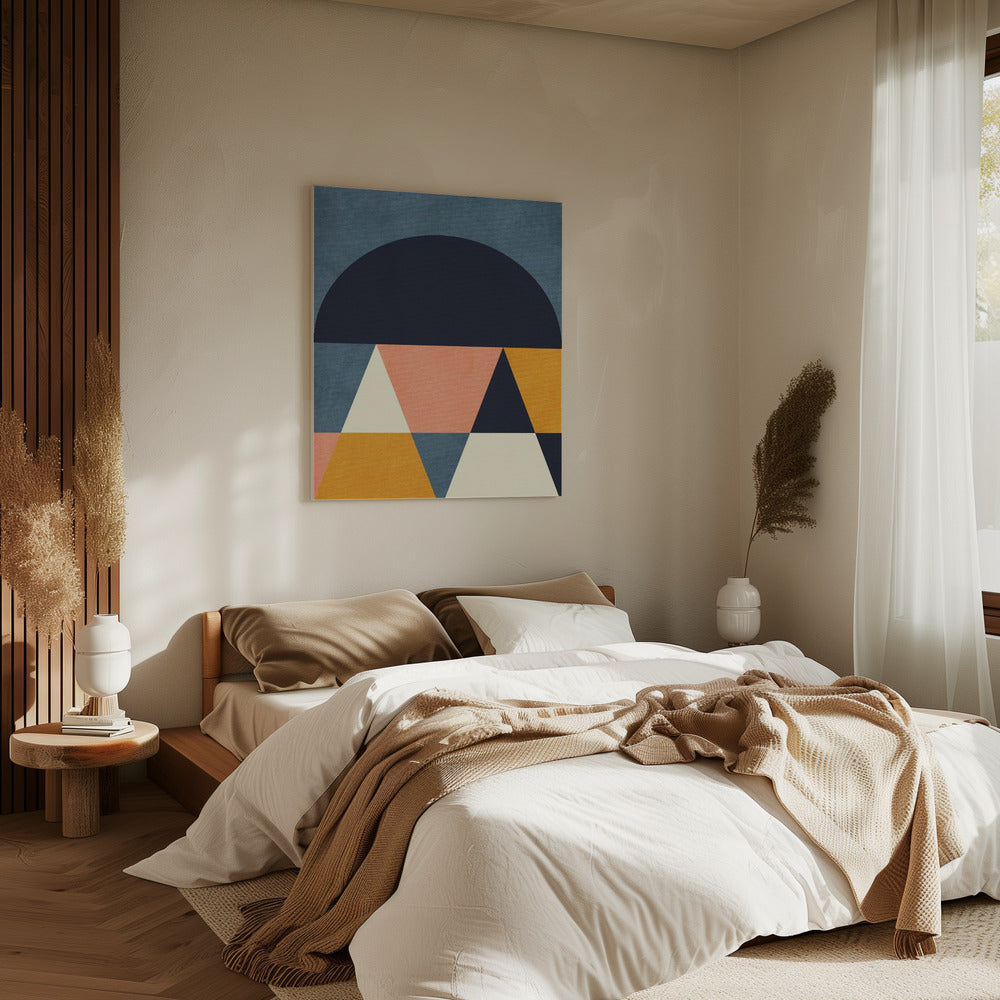 Rainbow Plus Shapes  Blue Mustard4 | Canvas