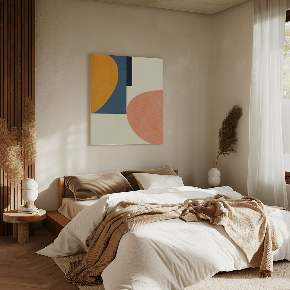 Rainbow Plus Shapes  Blue Mustard1 | Canvas