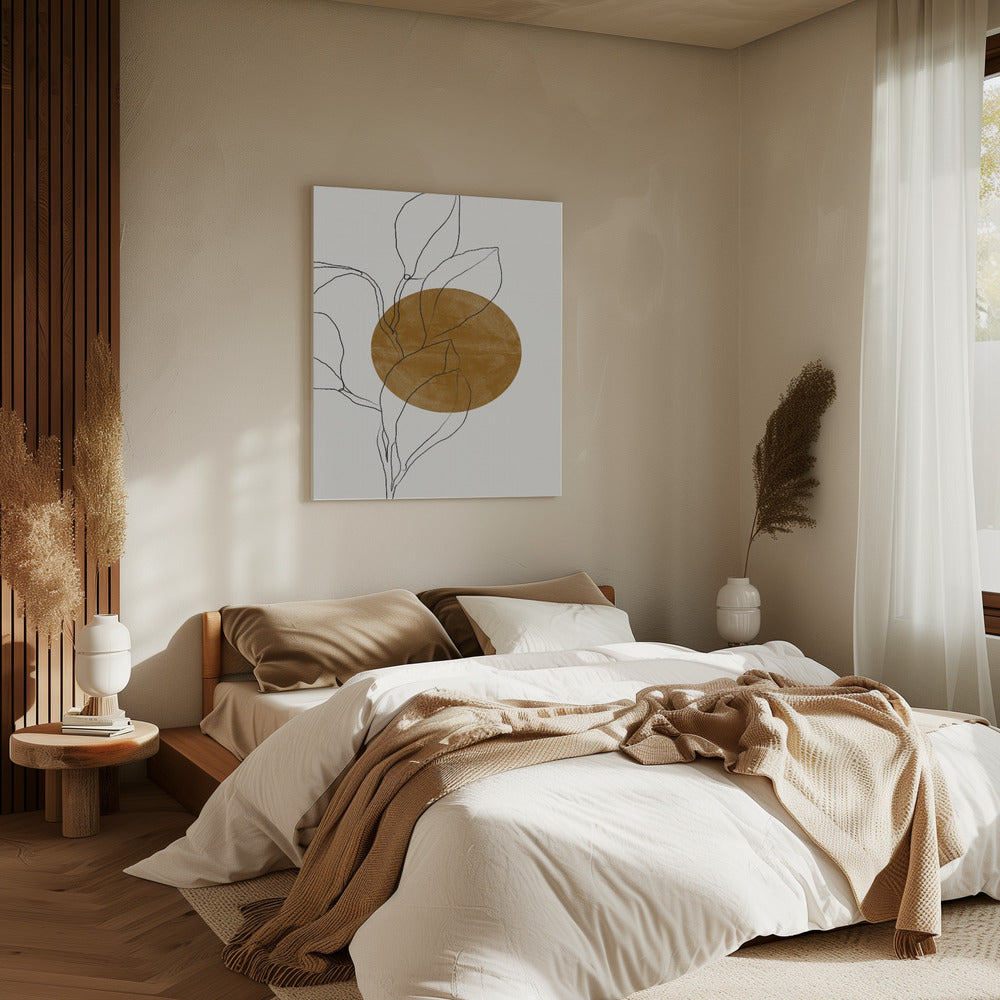 Earthy Line Leaves | Canvas