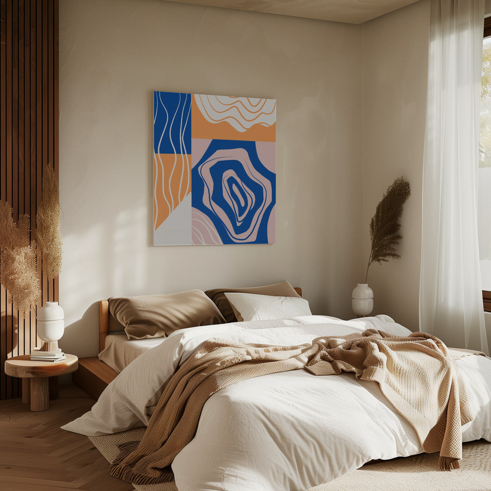 Abstract Collage In Blue and Orange | Canvas