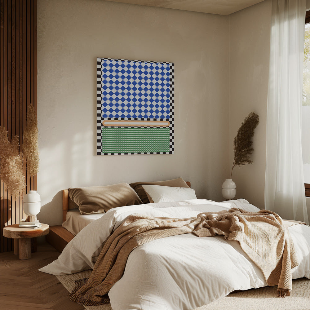 Geometric Pattern With Blue And White Diamonds | Canvas