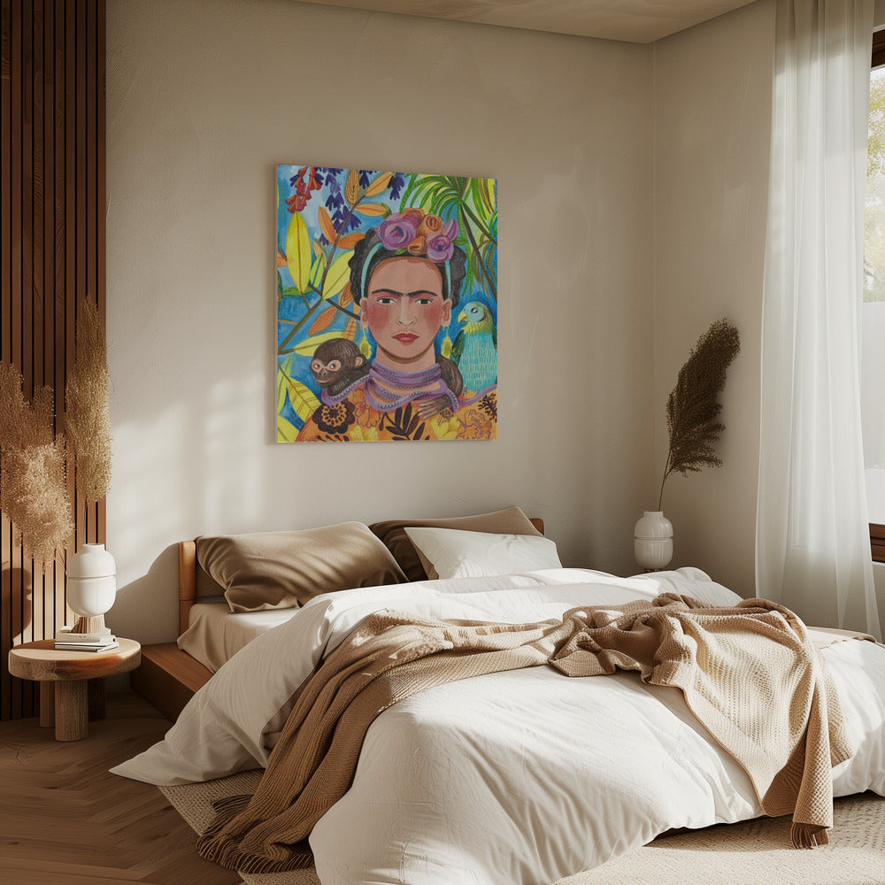Frida and her parrots | Canvas