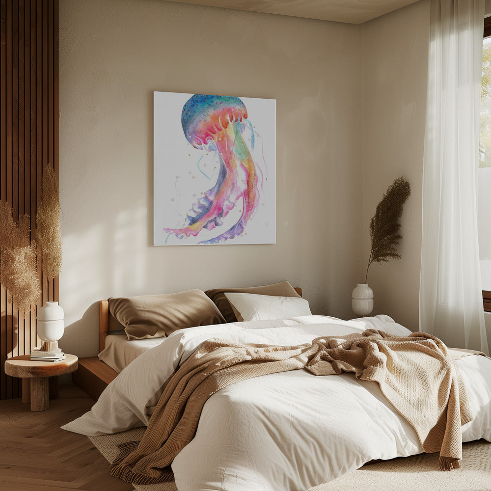 Jellyfish With Rainbow Hues | Canvas