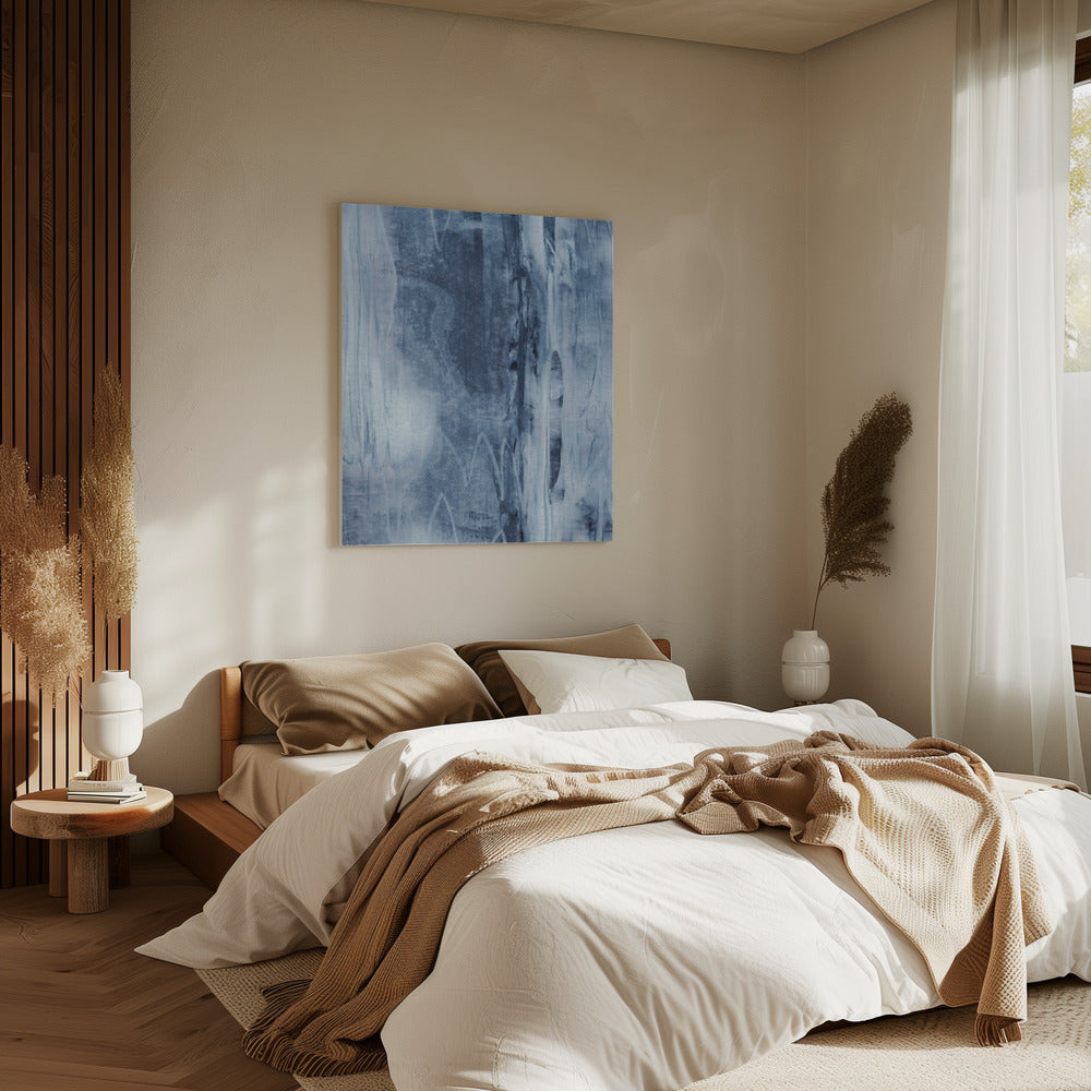 Blue Texture Flowing Vertical Lines | Canvas