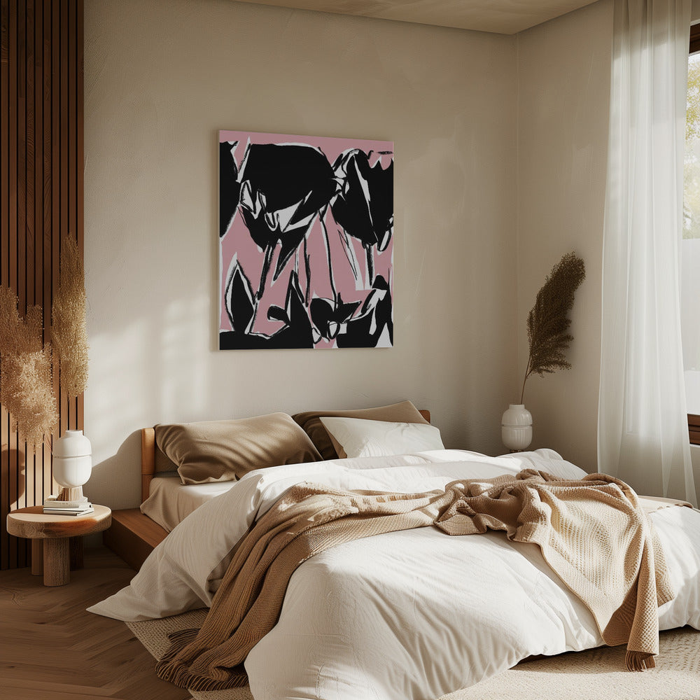 Black Pink Tulips | Canvas